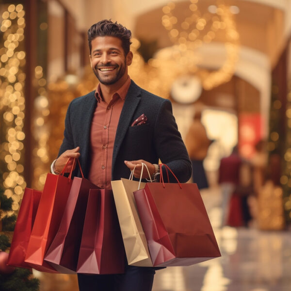 man carrying gifts