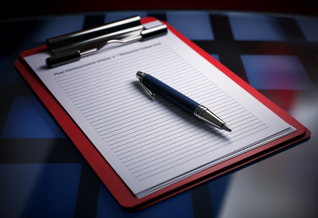 notepad with a pen