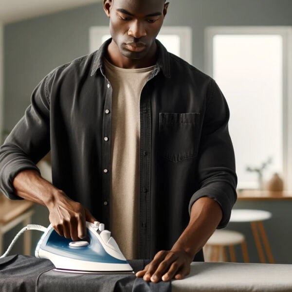 man ironing
