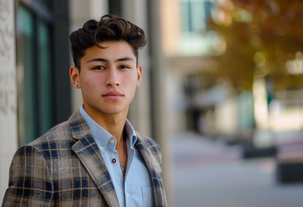 young man in check sports jacket