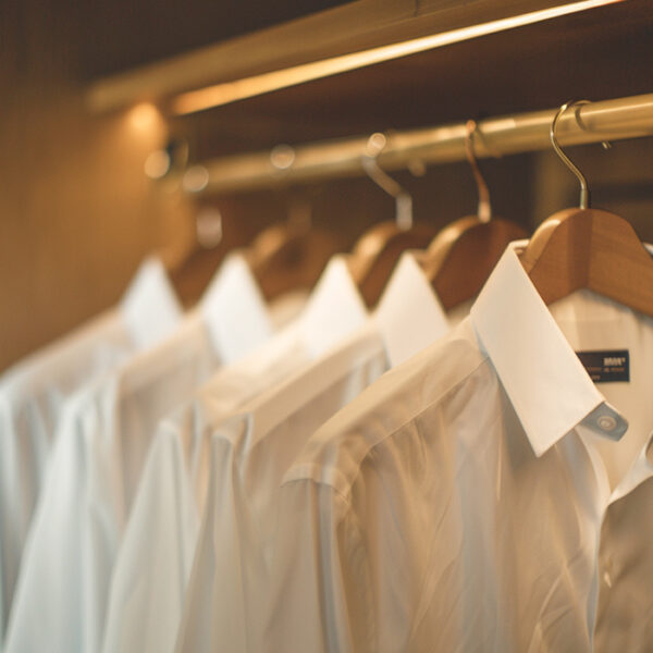 white dress shirts on hangers