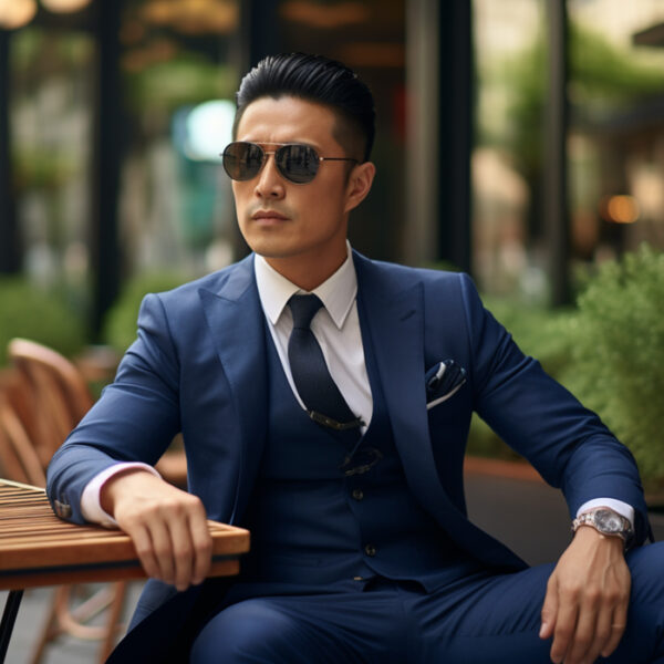 man in blue suit
