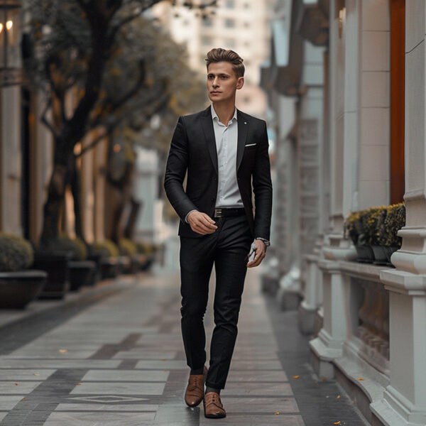 short skinny man wearing suit