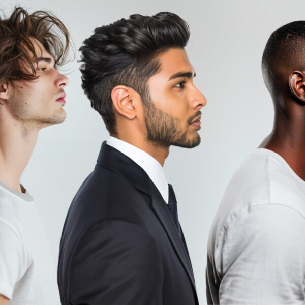 three men featuring different summer haircuts