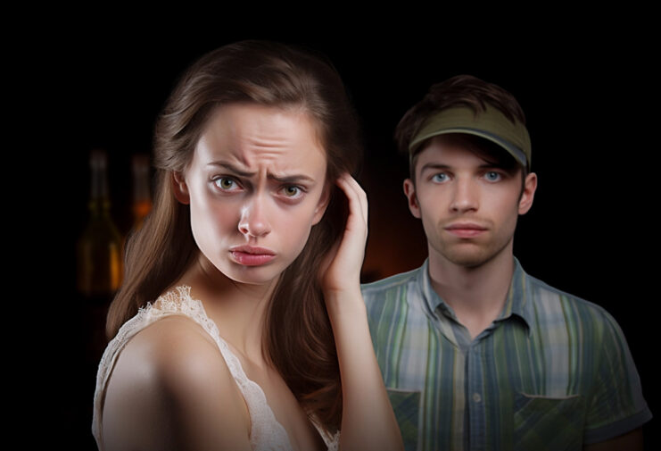 girl disgusted with guy's poor style appearance