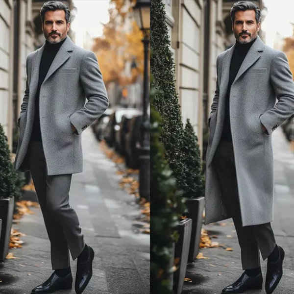 comparison of man wearing long and short overcoat